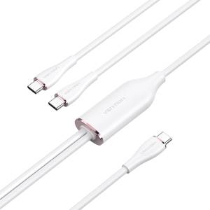 Vention USB-C 2.0/M - 2USB-C/M, (5A, силиконов, бял), 1, 5 м, кабел