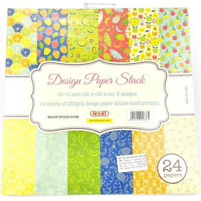 Sada papírů na scrapbook, ovoce, 25,4x25,4 cm, 230 g, 24 ks