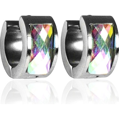 BM Jewellery Náušnice s duhovými zirkony z chirurgické oceli S265025