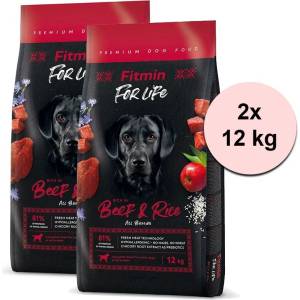 Fitmin кучешка За Живот Телешко и Ориз 2 x 12 кг