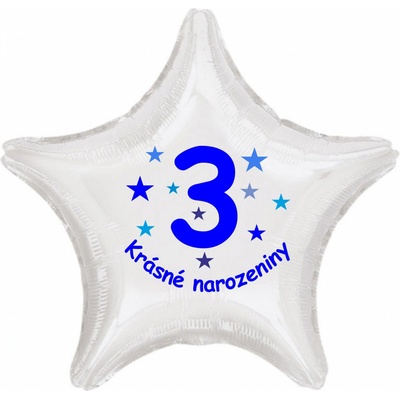 Balonky.cz Krásné 3. narozeniny fóliový balónek hvězda pro kluky