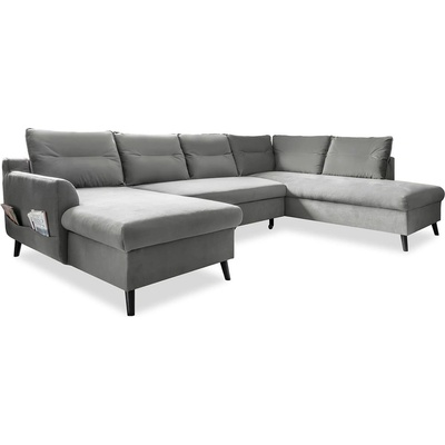 Светлосиво U-образно разтегателно канапе от кадифе, десен ъгъл Stylish Stan - Miuform (Stylish Stan LCBKL-2Q-HAEECR OTT4)
