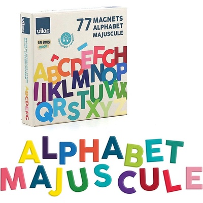 Vilac Dřevěná magnetická abeceda Velká písmena 77 ks