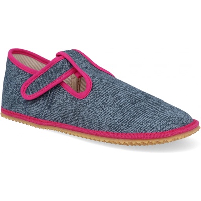 Beda Barefoot detské prezúvky Playful BFN Denim pink šedé/ružové