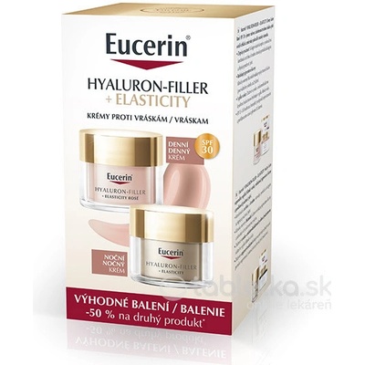 Eucerin HYALURON-FILLER+ELASTICITY DUO proti vráskam, Rosé denný SPF 30+ nočný krém 50 ml
