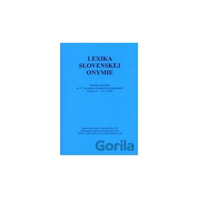 Lexika slovenskej onymie - VEDA