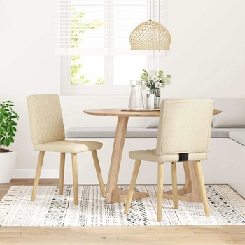 vidaXL Трапезни столове, 2 бр, кремави, текстил (4101128)