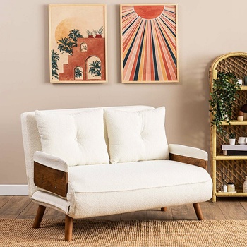 ASG Разтегателен диван COSMO - Teddy White (8684283785544)