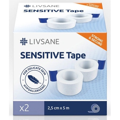 LIVSANE Fixačná páska SENSITIVE 2,5 cm x 5 m, cievka, 2 ks