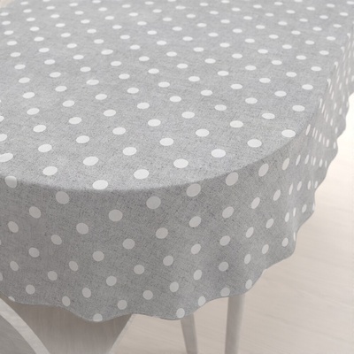 Biante oválny obrus Porto PRT-018 Biele bodky na sivom režnom 130x200 cm
