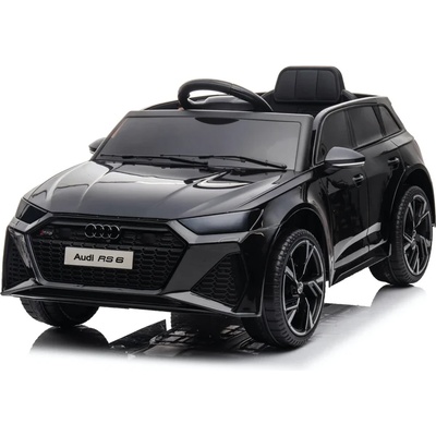 ROLLZONE Audi RS6 12V - Детска акумулаторна кола, Черна, Кожена седалка, EVA гуми (BRD2118-black)