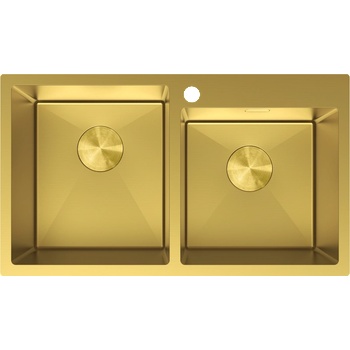 Mexen Xorin мивка от неръждаема стомана с 2 камери 780 x 450 мм, златна - 6441782000-55 (6441782000-55)