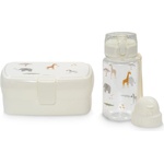 Interbaby Детски комплект за хранене Interbaby - Jirafa Savanna, кутия за храна и бутилка, бежови (SET61-05)
