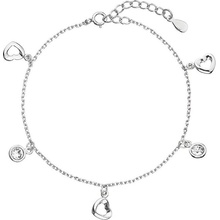 Evolution Group strieborný náramok so Swarovski krišťálmi biele srdce 33110.1