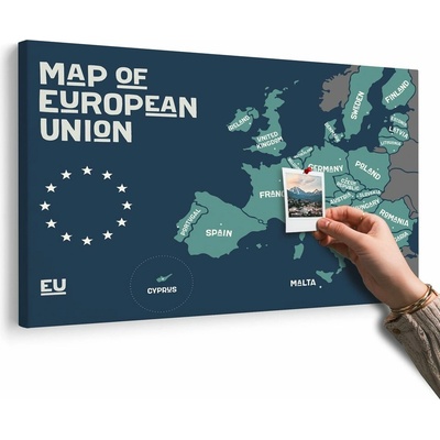 Obraz na korku náučná mapa s názvami krajín európskej únie