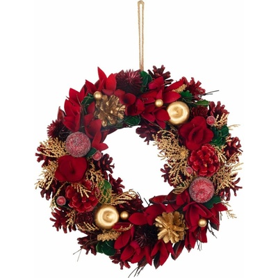 MagicHome Vianoce Věnec červeno-zlatý, 30 cm – Zboží Dáma