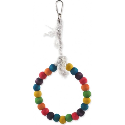 BIRD JEWEL Houpačka dřevěná s lanem barevná kruh 15 cm