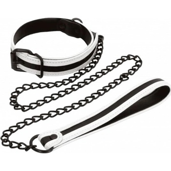ostatní Черно-бял светещ нашийник с каишка Правило за послушание