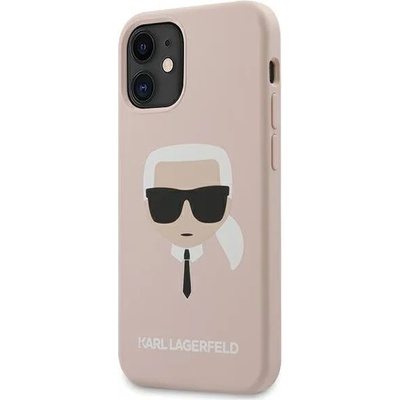 KARL LAGERFELD Луксозен Калъф за iPhone 12 Mini, Karl Lagerfeld Silicone Iconic Case, Розов (KLHCP12SSLKHLP)