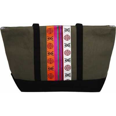Tibetská kabelka Shopper Thogme šedozelená
