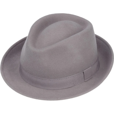 Fiebig Headwear since 1903 Klasický trilby klobouk vlněný světle šedý s šedou stuhou