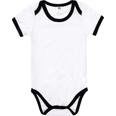 Kojenecké body s krátkým rukávem bílé s černými lemy sublimace termotransfer