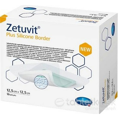 Zetuvit Plus Silicone Border kompres sterilný (12,5 x 12,5 cm) 10 ks