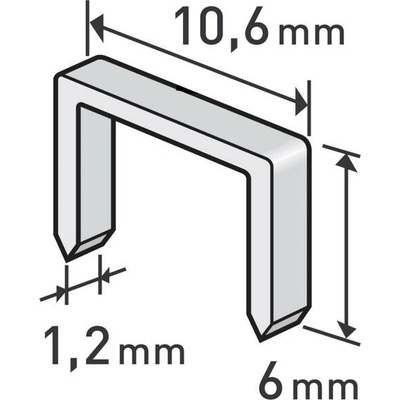 EXTOL spony, balení 1000ks, 6 mm, 10,6 x 0,52 x 1,2 mm 8852201