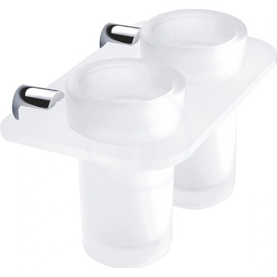 Nimco Unix Poháriky na kefky a pastu s držiakom biela keramika/chróm UN 13058DKN-26