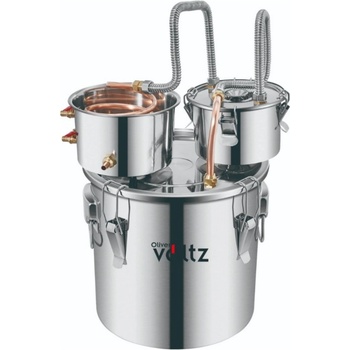 Voltz Казан за ракия Oliver Voltz OV51214B30, 30 л, 35x35 см, Медна охладителна тръба, Съд за дестилация, Водна помпа, Неръждаема стомана, Сребрист (5V51214B30)