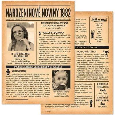 Noviny k narozeninám 1982 - jednostranné až čtyřstranné