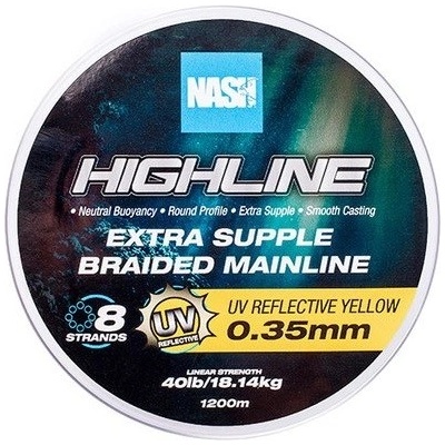 Nash Splétaná Šňůra Highline Extra Supple Braid UV Yellow 1200m 0,24mm 13,6kg