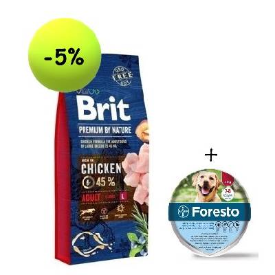 BRIT Premium By Nature Adult L 15kg + Foresto obojek pro psy nad 8 kg 70 cm