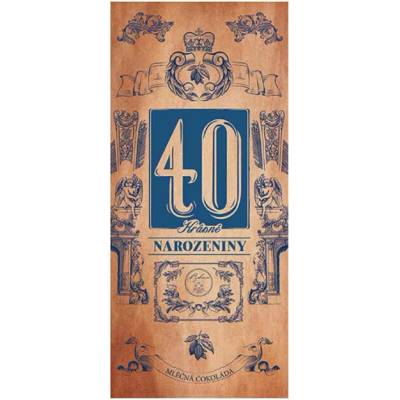 Bohemia Gifts & Cosmetics Mliečna čokoláda 100 g pre muža k 40. narodeninám (BC250234)