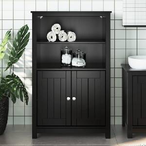 vidaXL Шкаф за баня "BERG", черен, 69, 5x34x110 см, бор масив (358547)
