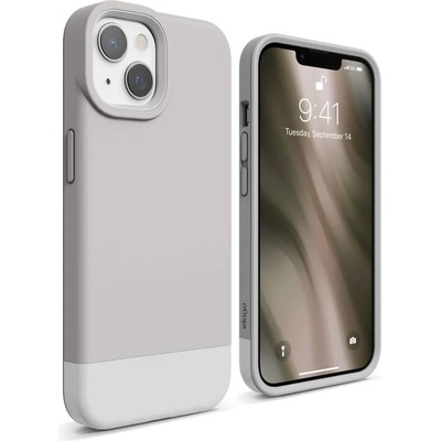 elago Glide Case - удароустойчив силиконов (TPU) калъф за iPhone 13 (сив-бял)
