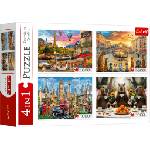 Trefl Пъзел Trefl от 4 х 1000 части - Рисувани градове и капибари (94068)