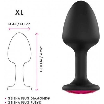 Dorcel Geisha Plug Ruby XL ružové análne dildo s kameňmi čierne