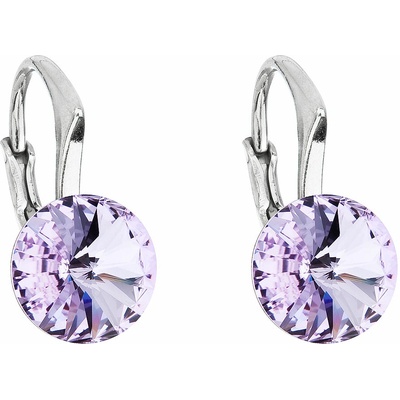 PAVONA Strieborné náušnice visiace s krištálmi Swarovski fialové okrúhle 31229.3 violet