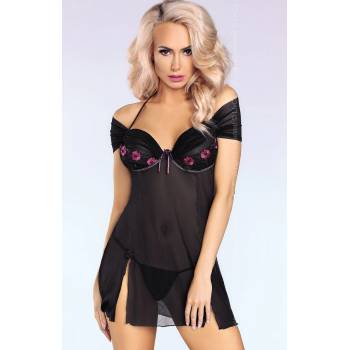 LivCo Corsetti Fashion Нощница в черен цвят Kastalia в комплект с прашкиMODEL3078 SALE - Черен, размер S