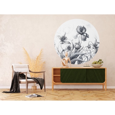 AG Design CR3312 Samolepicí vliesová fototapeta Vintage květiny, rozměry 140 x 140 cm