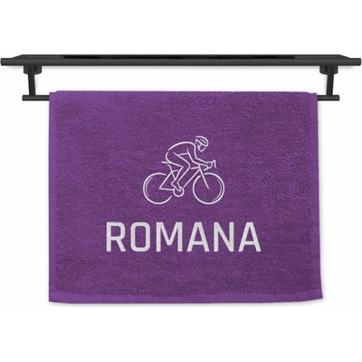 Povlečení Plus ručník se jménem na přání fialový 30 x 50 cm kolo silniční