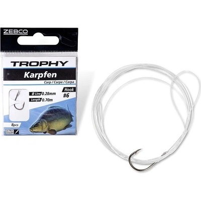Zebco Trophy Carp Hook-to-Nylon vel.2 0,35mm 70cm 8ks