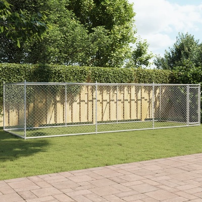 vidaXL Klec pro psy s dvířky 600 x 200 x 150 cm pozinkovaná ocel šedá 9799.3209579