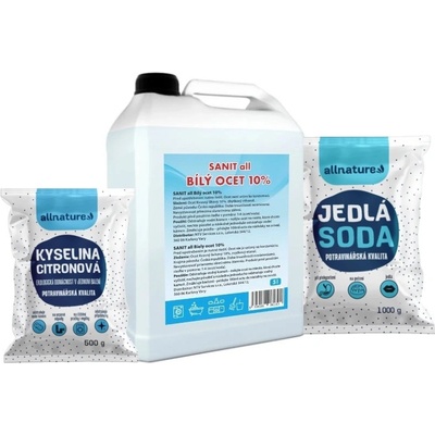 Vernatshop Bílý ocet 10% 5 l, Kyselina citronová 500 g, Jedlá soda 1 kg