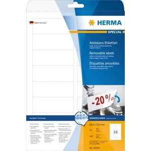 HERMA етикет подвижен 88, 9 x 33, 8 мм, 400 бр (10009)