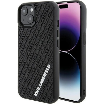 KARL LAGERFELD Кейс Karl Lagerfeld 3D Rubber Multi Logo за iPhone 15, черен (3666339164317)