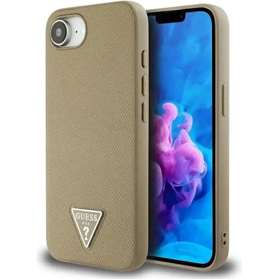 GUESS Калъф Guess Grained Triangle MagSafe за iPhone 16e - кафяв (3666339453404)