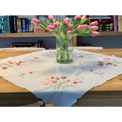 Ying-Chang vyšívaný ubrus a ovál vyšívané Tulipány 40x85cm