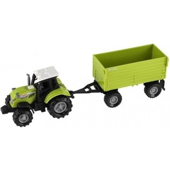 Teddies Трактор с ремарке пластмаса 26см на свободен ход на батерии със звук, светлина